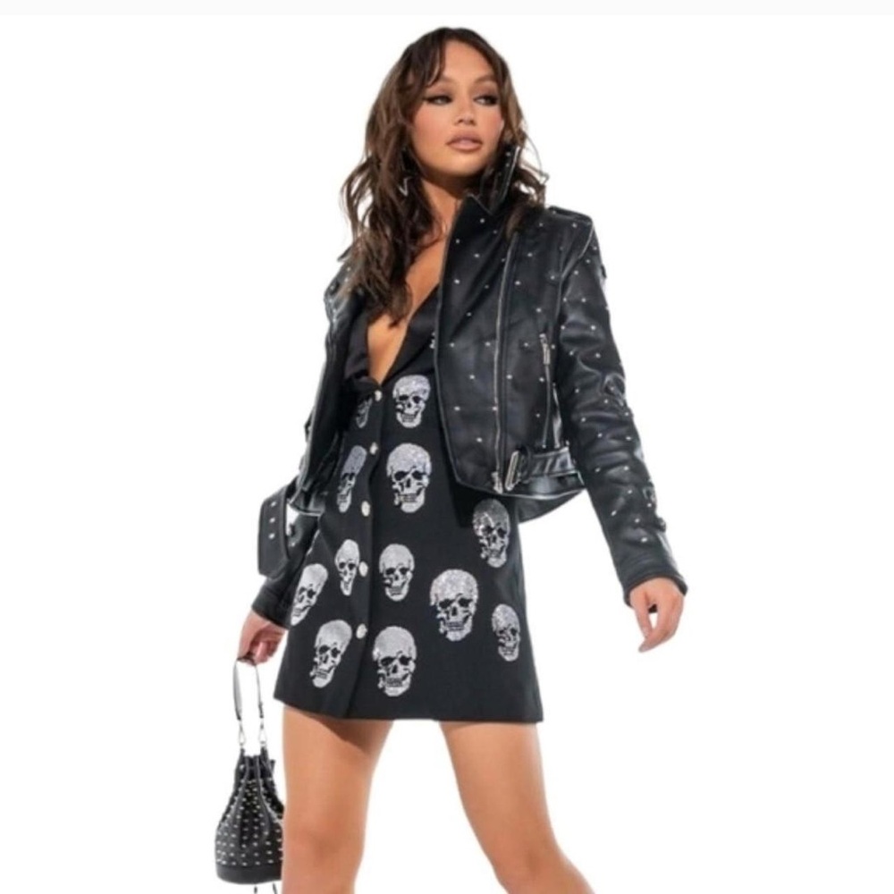 AZALEA WANG Ditsy Daisy Moto Faux Leather Jacket